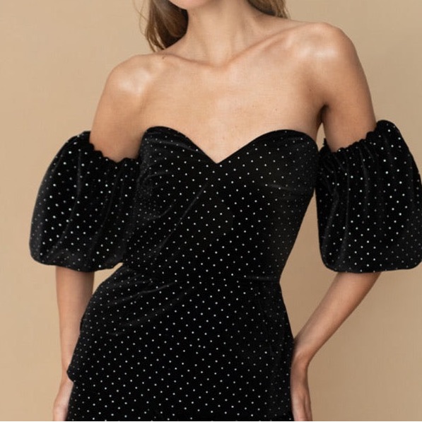 Borgo De Nor Alma Off-The-Shoulder Crystal-Embellished Velvet Top